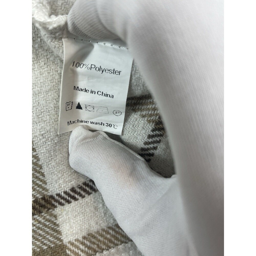Plaid Flannel Shacket Adult Size Medium Khaki/White Manfinity Homme Jacket Y2K - Picture 8 of 9